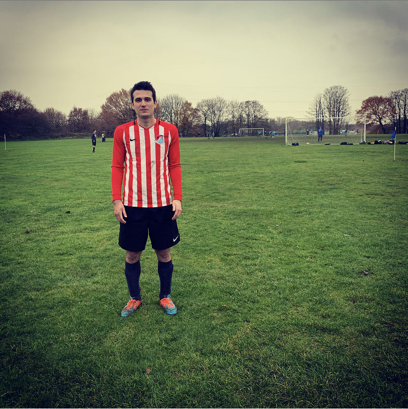 Ody on a football pitch